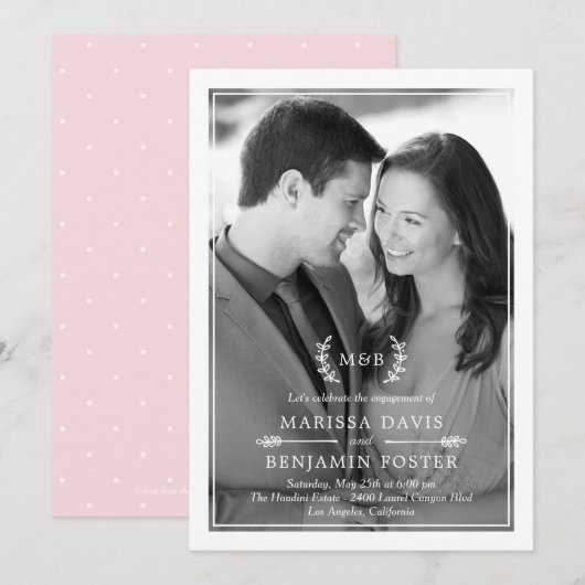 Zoete Initialen EDITABLE COLOR Fotouitnodiging Feestdagenkaart (Voorkant / Achterkant)