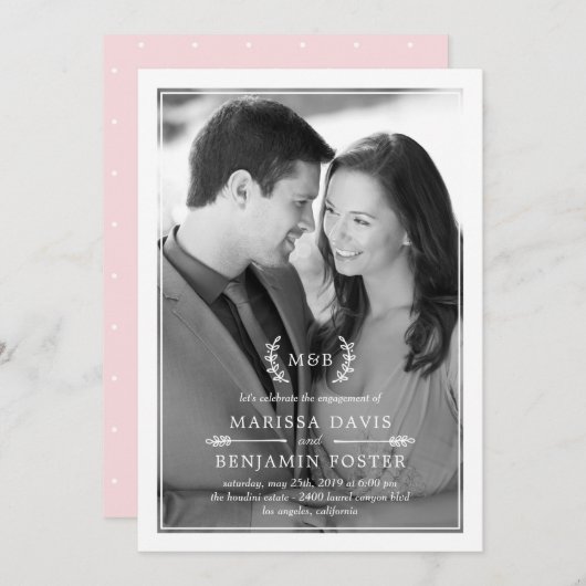 Zoete Initialen EDITABLE COLOR Fotouitnodiging Kaart (Voorkant / Achterkant)