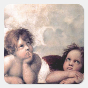 Zoete Italiaanse Engelen Renaissance Meesterwerk Vierkante Sticker