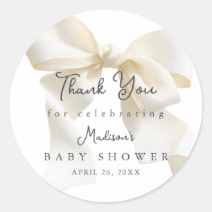 Zoete Ivoren Coquette Boog Baby Shower Ronde Sticker