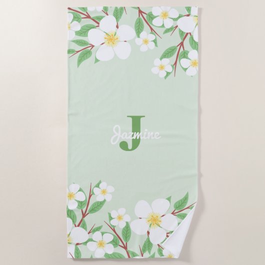 Zoete Jazmines Floral Monogram Strandlaken (Voorkant)