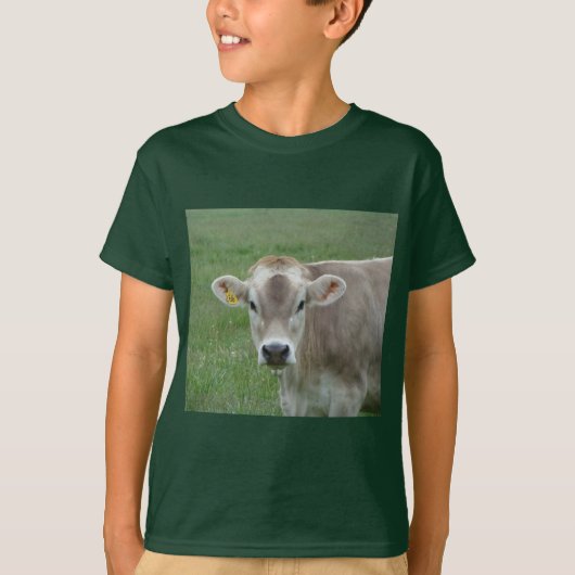 Zoete jersey koe in weiland t-shirt (Voorkant)
