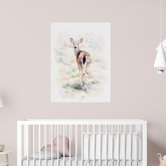 Zoete Jonge Hert Aquarel Kunstprint Poster (Kinderkamer 2)
