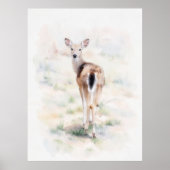 Zoete Jonge Hert Aquarel Kunstprint Poster (Voorkant)