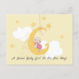Zoete Jongen Konijn Maan Baby Shower Uitnodiging Briefkaart