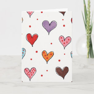 Zoete kaart met hartjes met polka stippen