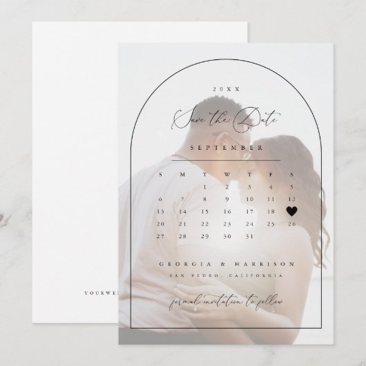 Zoete Kalender Bewaar De Datum Aankondiging (Voorkant / Achterkant)