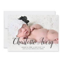 Zoete kalligrafie Foto geboorteaankondiging