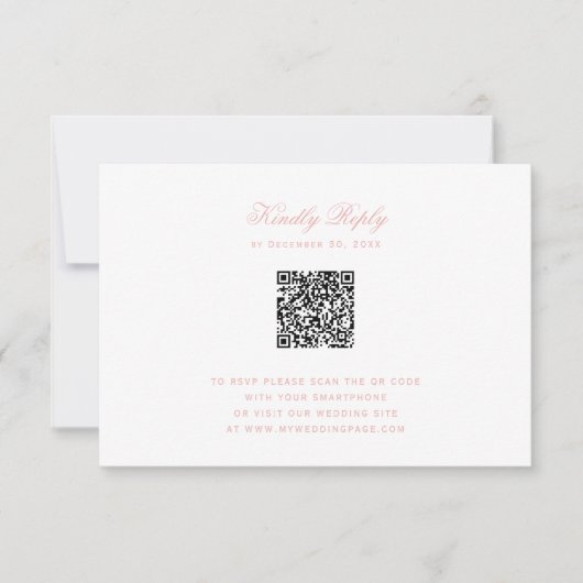 Zoete kam met roze strikken RSVP met QR-code voor (Voorkant)