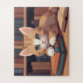 Zoete Kat die op Boeken ligt Legpuzzel (Verticaal)