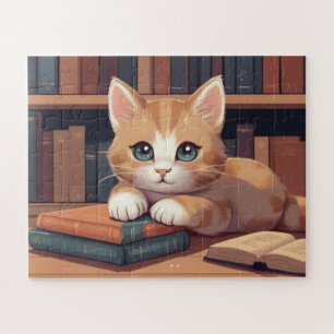 Zoete Kat die op Boeken ligt Legpuzzel