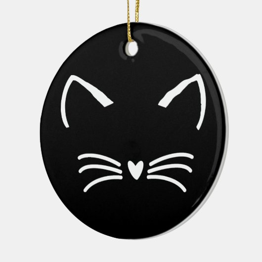 Zoete kat kitten gezicht keramisch ornament (Links)