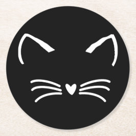 Zoete kat kitten gezicht ronde kartonnen onderzetter
