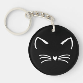Zoete kat kitten gezicht sleutelhanger