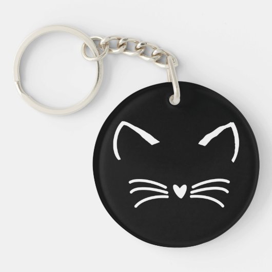 Zoete kat kitten gezicht sleutelhanger (Voorkant)