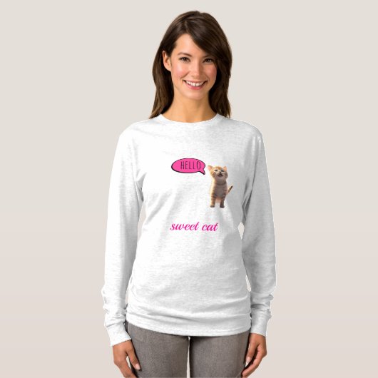 Zoete Kat Lange Mouwen T-shirt (Voorkant volledig)