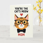 Zoete kat Moederdag kaart (Gele Bloem)
