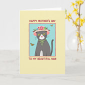Zoete Kat Moeders Dag Kunstkaart Kaart (Gele Bloem)