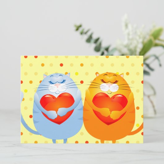 Zoete katten uit liefde, uitnodiging (Staand voorkant)