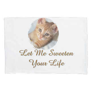 Zoete kattenfoto, tekst, vervangbaar, kussensloop
