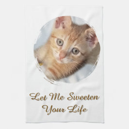 Zoete kattenfoto, tekst, vervangbaar, theedoek