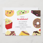 Zoete Kawaii Desserts uitnodiging voor kinderen (Voorkant)