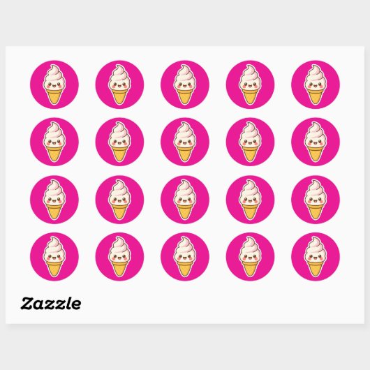 Zoete Kawaii ijs Ronde Sticker (Vel)