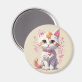 Zoete Kawaii Kat met Grote Ogen Magneet (Voorkant / Achterkant)