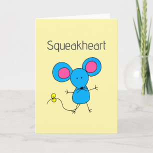 Zoete Kawaii Muis Squeakheart Liefde Woordspeling Kaart