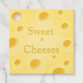 "Zoete kazen" Cheeky Cheese Slice gepersonaliseerd Bedankjes Labels (Voorkant)