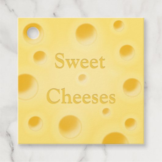 "Zoete kazen" Cheeky Cheese Slice gepersonaliseerd Bedankjes Labels (Voorkant)