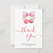 Zoete Kers Baby Shower Minimalistisch Script Bedankkaart (Voorkant)
