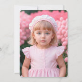 Zoete Kers Coquette Strik Uitnodiging Roze Foto (Achterkant)