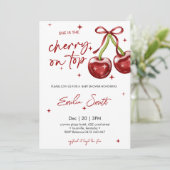 Zoete Kers op Baby Shower Uitnodiging (Staand voorkant)