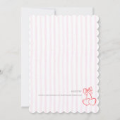 Zoete Kers Op Roze Strik Baby Shower Kaart (Achterkant)