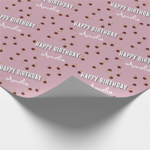 Zoete Kers Persoonlijke Verjaardag Cadeaupapier