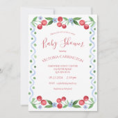 Zoete Kers Rode Baby Shower Kaart (Voorkant)