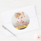 Zoete kers roze cupcake verjaardagsfoto sticker (Envelop)