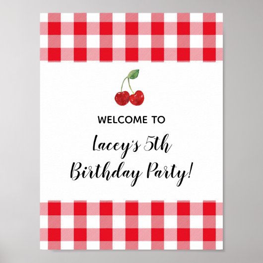Zoete kers verjaardagsfeest welkomstposter poster (Voorkant)