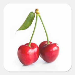Zoete kers vierkante sticker