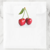 Zoete kers vierkante sticker (Tas)