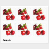 Zoete kers vierkante sticker (Vel)