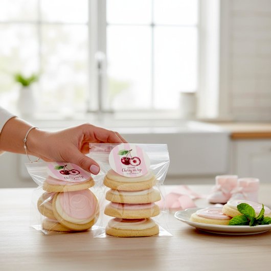 Zoete Kers Waterverf Baby Shower Sticker