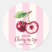 Zoete Kers Waterverf Baby Shower Sticker (Voorkant)