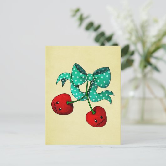 Zoete kersen briefkaart (Staand voorkant)