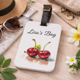 Zoete Kersen in Waterverf, op maat Bagagelabel