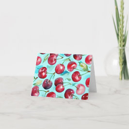 Zoete kersen kleurrijke waterverf kersen kunst bedankkaart