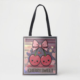 Zoete Kersen Mopshond Strik Roze Tote Bag