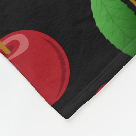 Zoete kersen patroon op zwart-witmonogram fleece deken (Hoek)