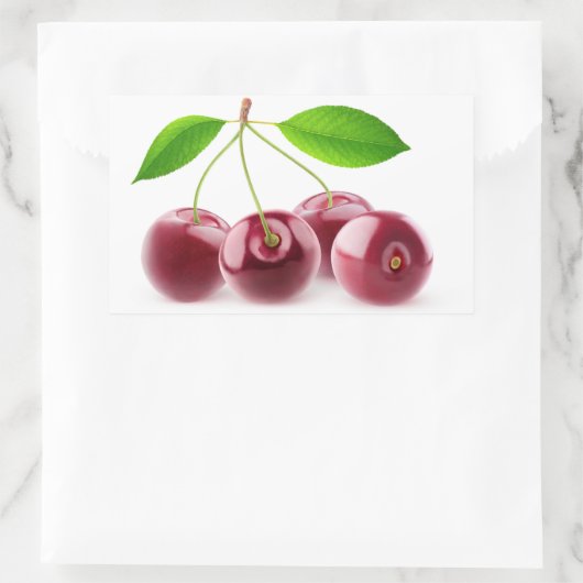 Zoete kersen rechthoekige sticker (Tas)